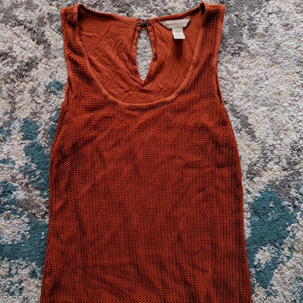 Burnt Orange Banana Republic Heritage Woven Blouse